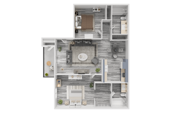 2 Bed 2 Bath H204 floor plan